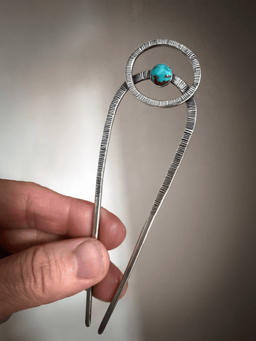 Silver & Turquoise Hairpin – made to order