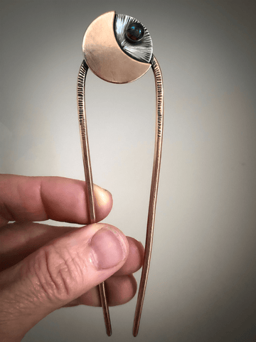 Moon & Labradorite Hairpin – made to order