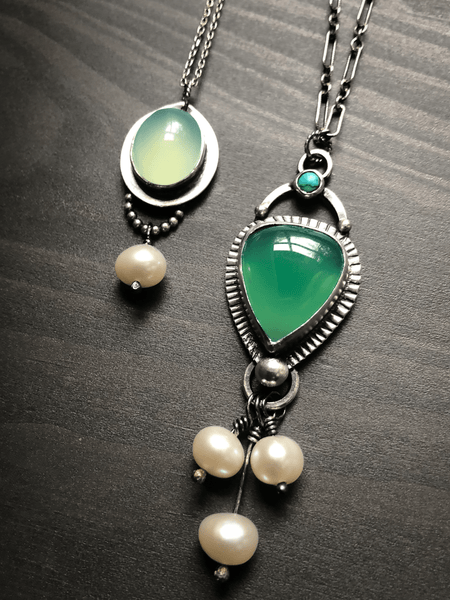 Chrysoprase & Pearl Pendant