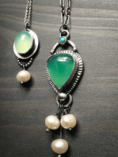 Chrysoprase & Pearl Pendant