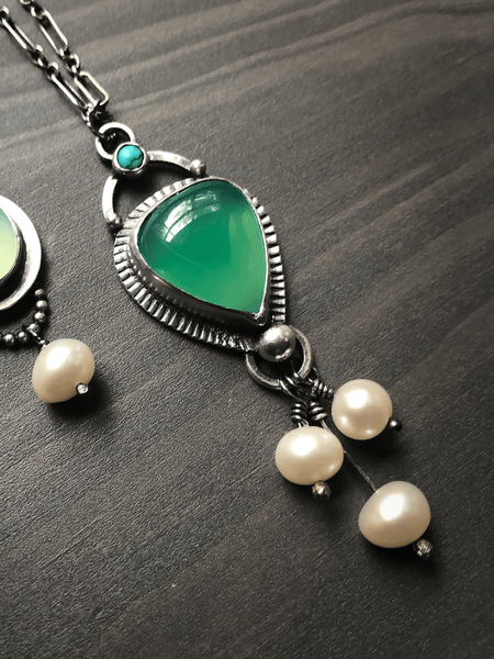 Chrysoprase & Pearl Pendant