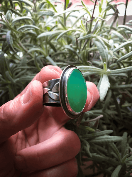 Chrysoprase & Vine Ring