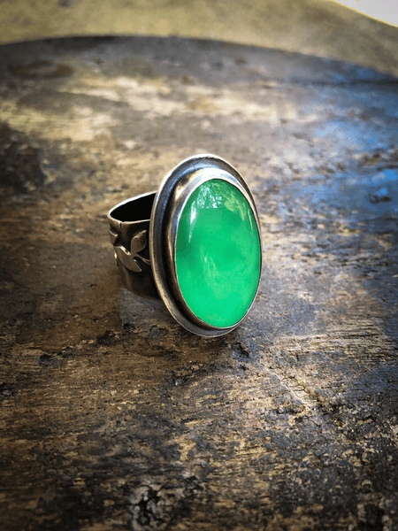 Chrysoprase & Vine Ring